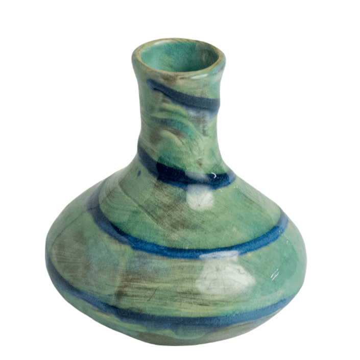 Bud Vase - Medium (4 inch) - Green with Blue Swirl