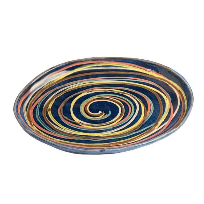 Oval Platter - Medium - Blue Multiswirl