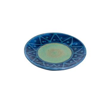 Round Bread and Butter Plate - Blue Sunburst