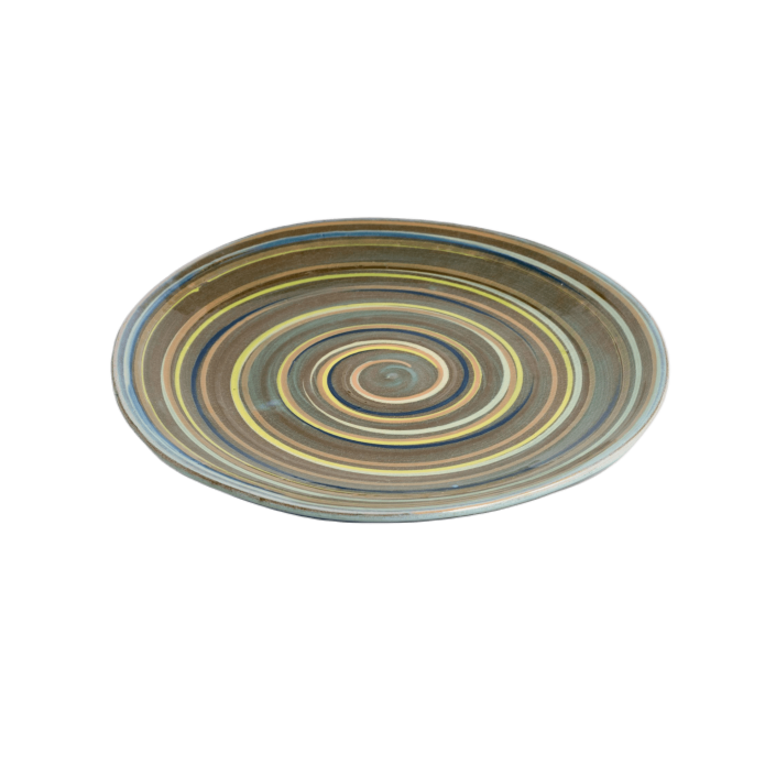 Round Dinner Plate - Green Multiswirl
